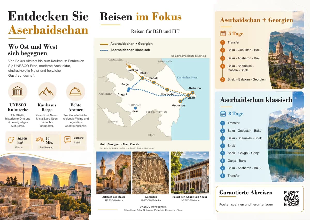 VATRAVEL Broschüre mit der Routenkarte von Aserbaidschan