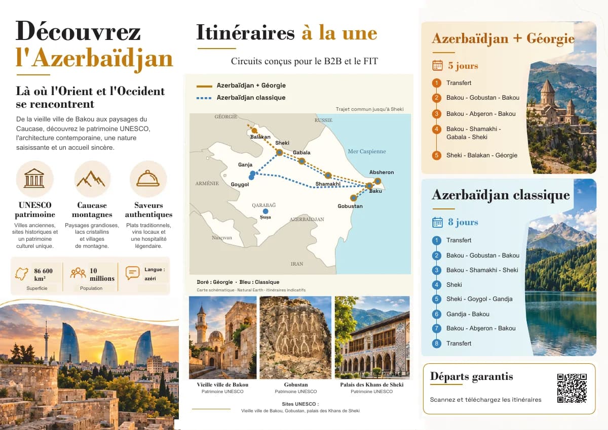 Brochure VATRAVEL avec la carte des itinéraires en Azerbaïdjan
